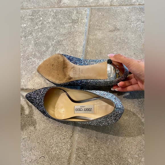Jimmy Choo Romy 60 Navy/Silver gradient pair for sale! Barely worn. - Picture 9 of 10